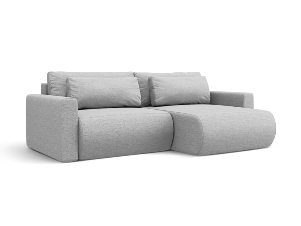 Canapé réversible 3 places avec coffre en tissu structurel gris clair