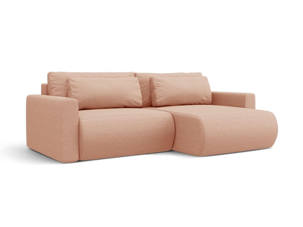 Canapé-lit réversible 3 places avec coffre en tissu structurel pêche