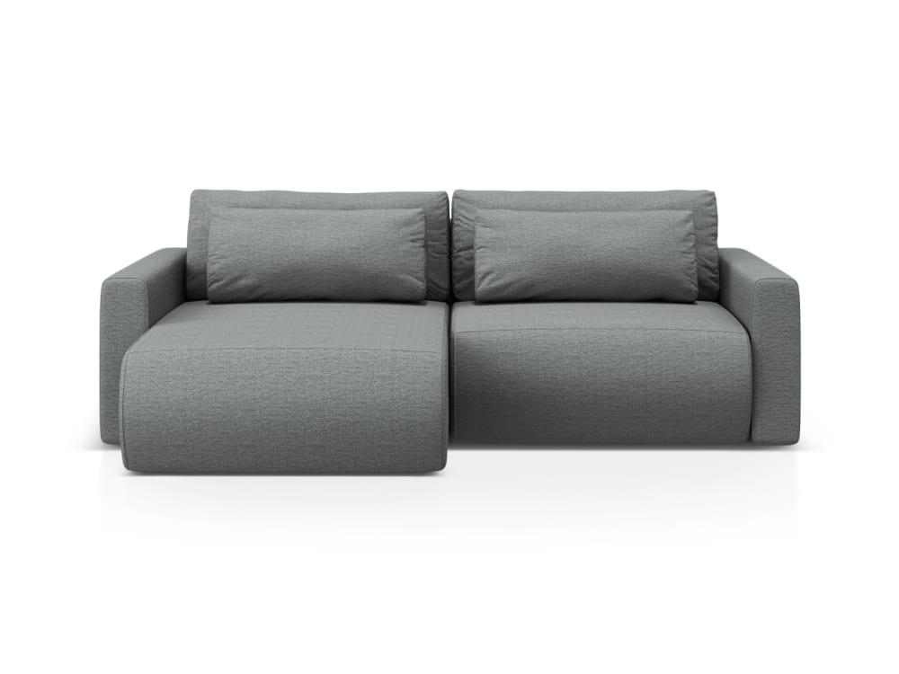 Cosmopolitan Design 3-Sitzer wendbares Schlaf-Ecksofa + Box aus strukturiertem Stoff grau Öko-Tex Zertifikat - Stoff