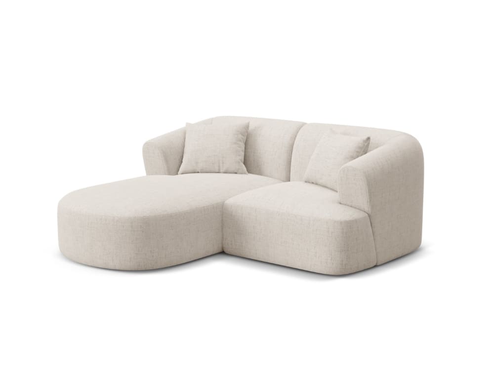 Canapé d'angle gauche modulable 3 places tissu structurel beige clair