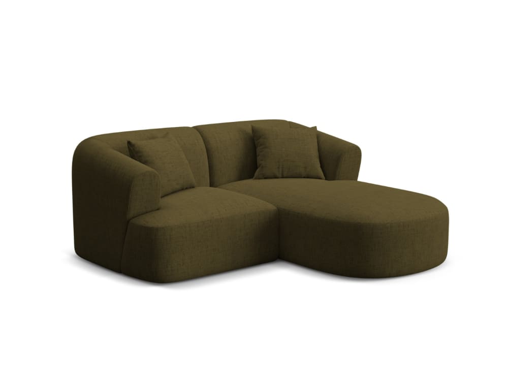 Canapé d'angle droit modulable 3 places en tissu structurel vert