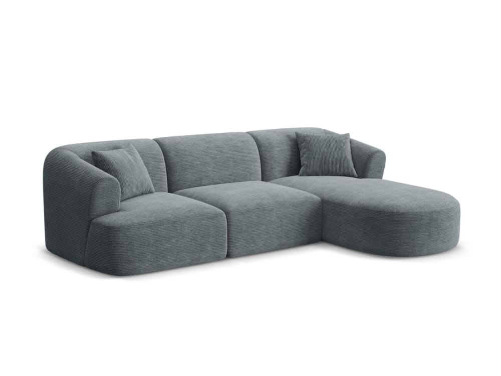 Canapé d'angle droit modulable 4 places en velours côtelé gris foncé