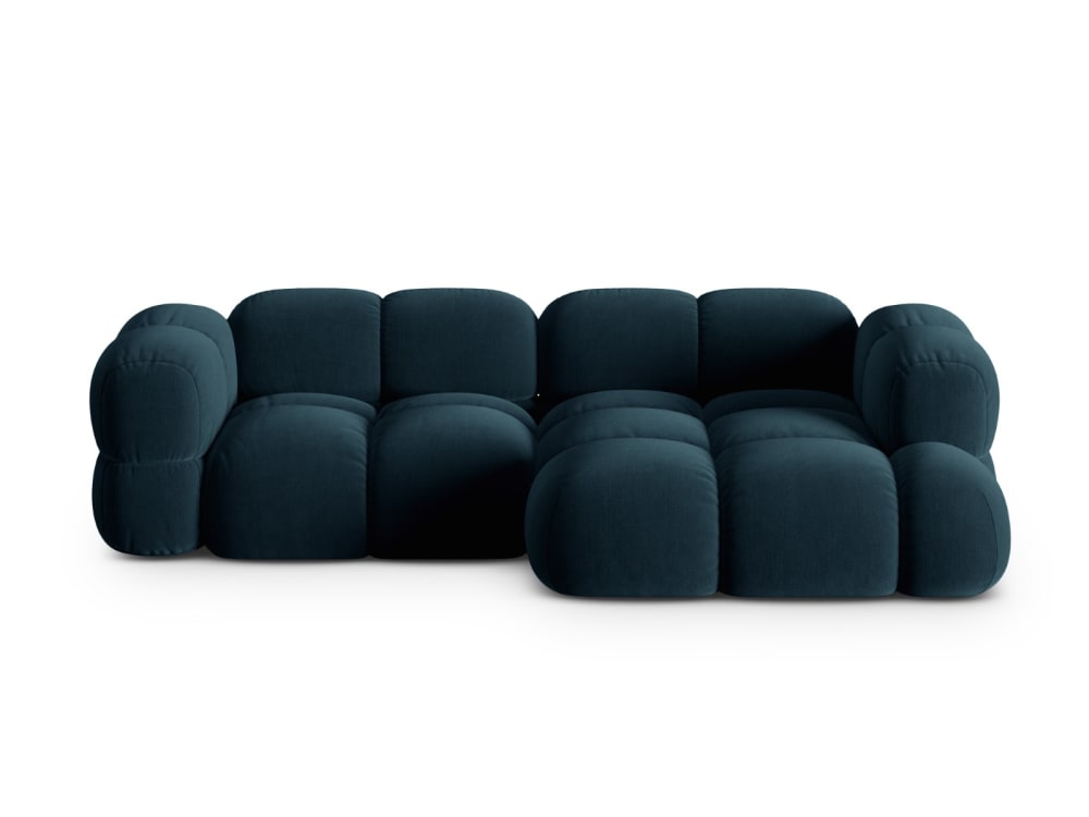 Canapé d'angle droit 3 places en velours pétrole profond