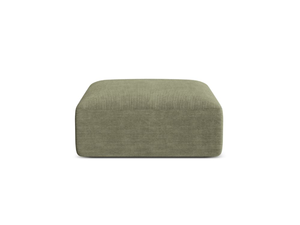 Pouf en velours côtelé vert mousse