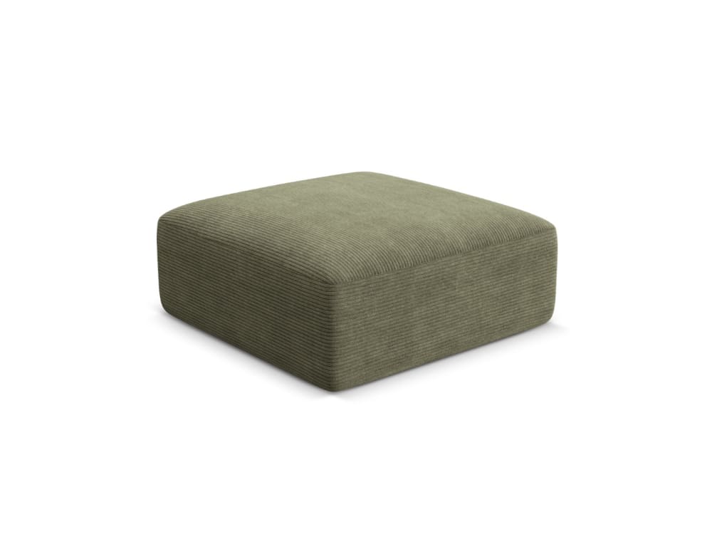 Pouf en velours côtelé vert mousse