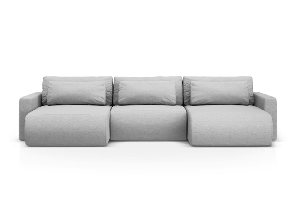 Canapé panoramique 4 - coffre tissu gris