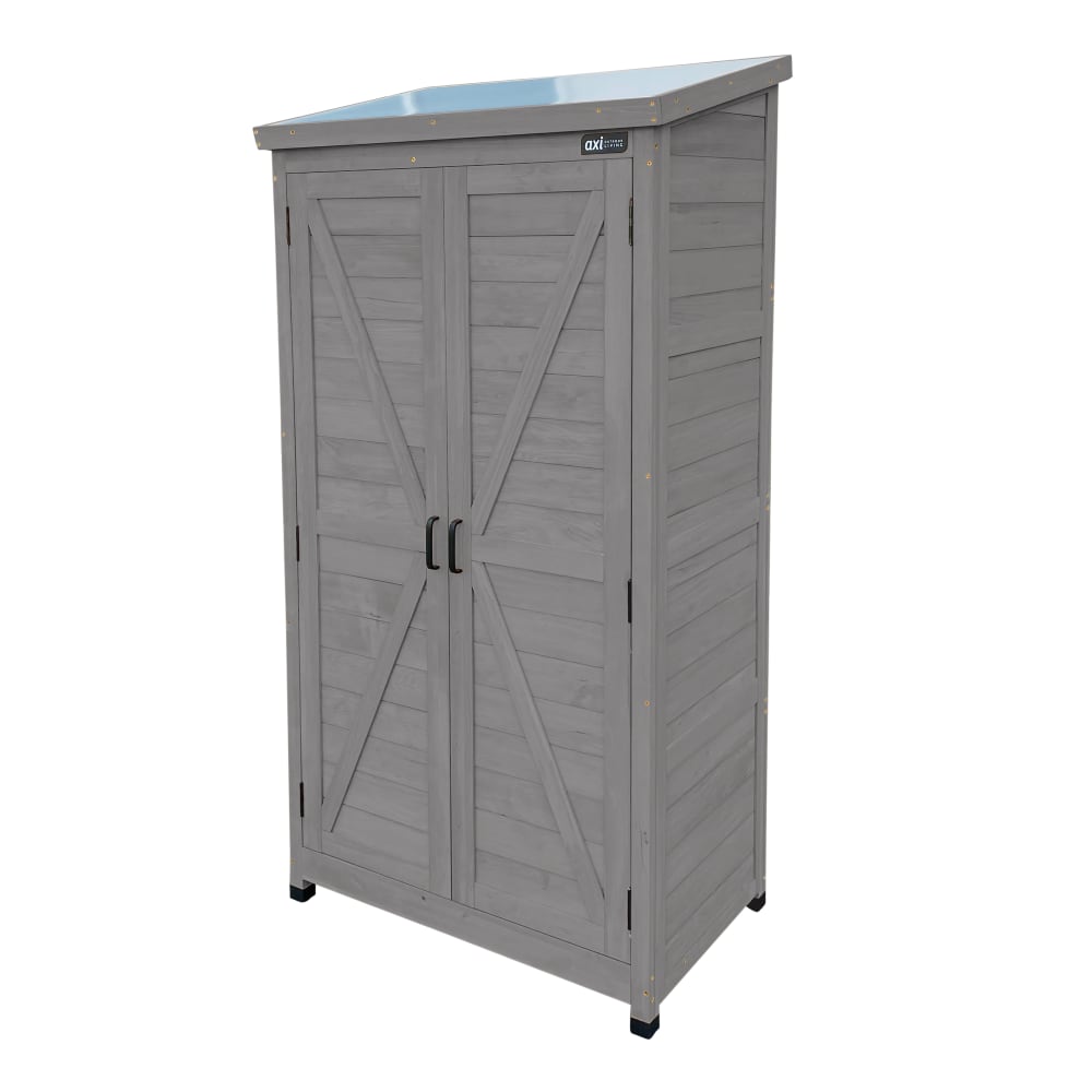 Armoire de jardin, 3 étagères, bois FSC, gris foncé, 85 x 52 x 174 cm