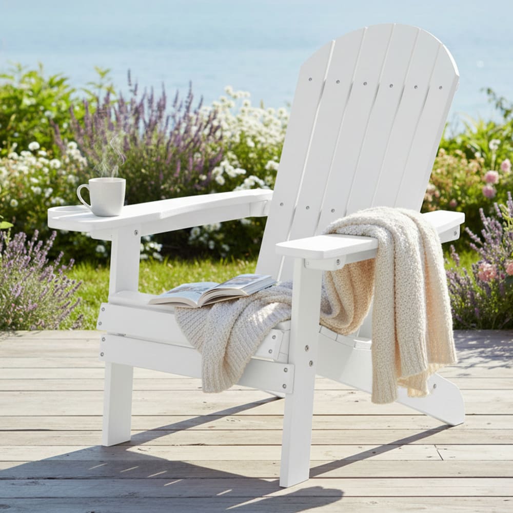 Chaise Adirondack accoudoirs, plastique, white, 84,5x77x95,5 cm - image 2
