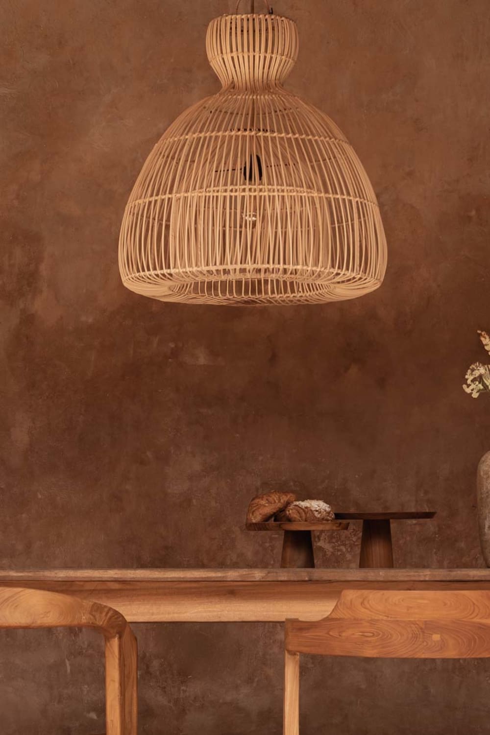 Suspension rotin marron 57x57x57cm — vue 4