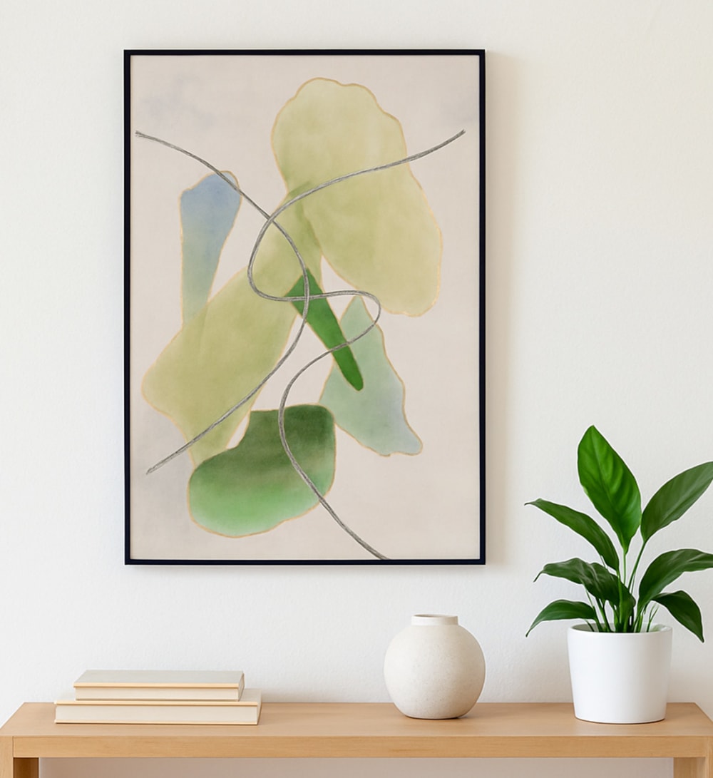 Tableau peint à l’huile en bois vert, 100 x 150 cm
