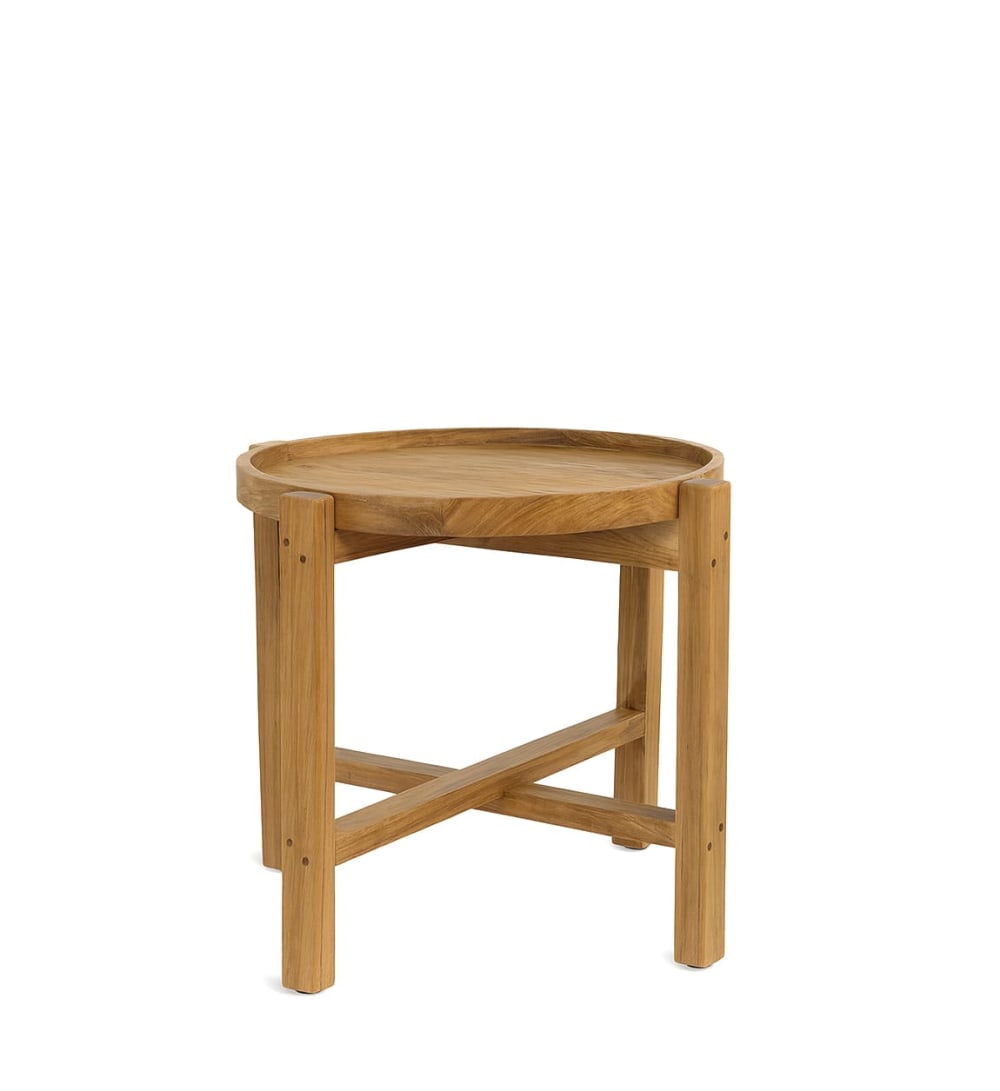 Table basse en teck recyclé beige Ø 56 cm