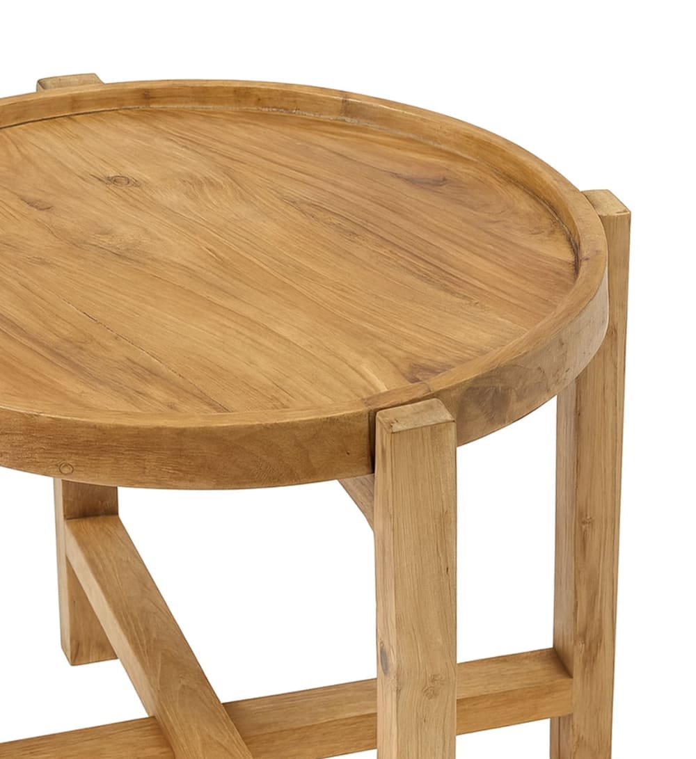 Couchtisch aus recyceltem Teakholz, D. 56 cm, beige - Maisons Du
