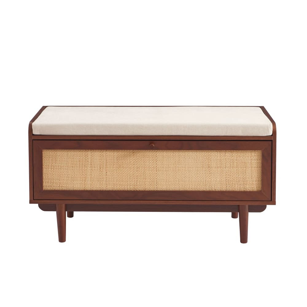 Banc à chaussures noyer - cannage