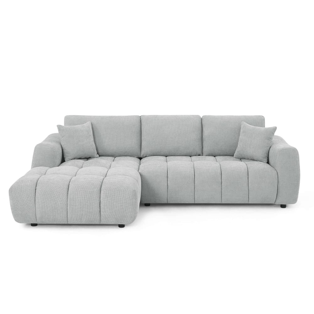 Canapé d'angle en tissu chenille 4 places gris