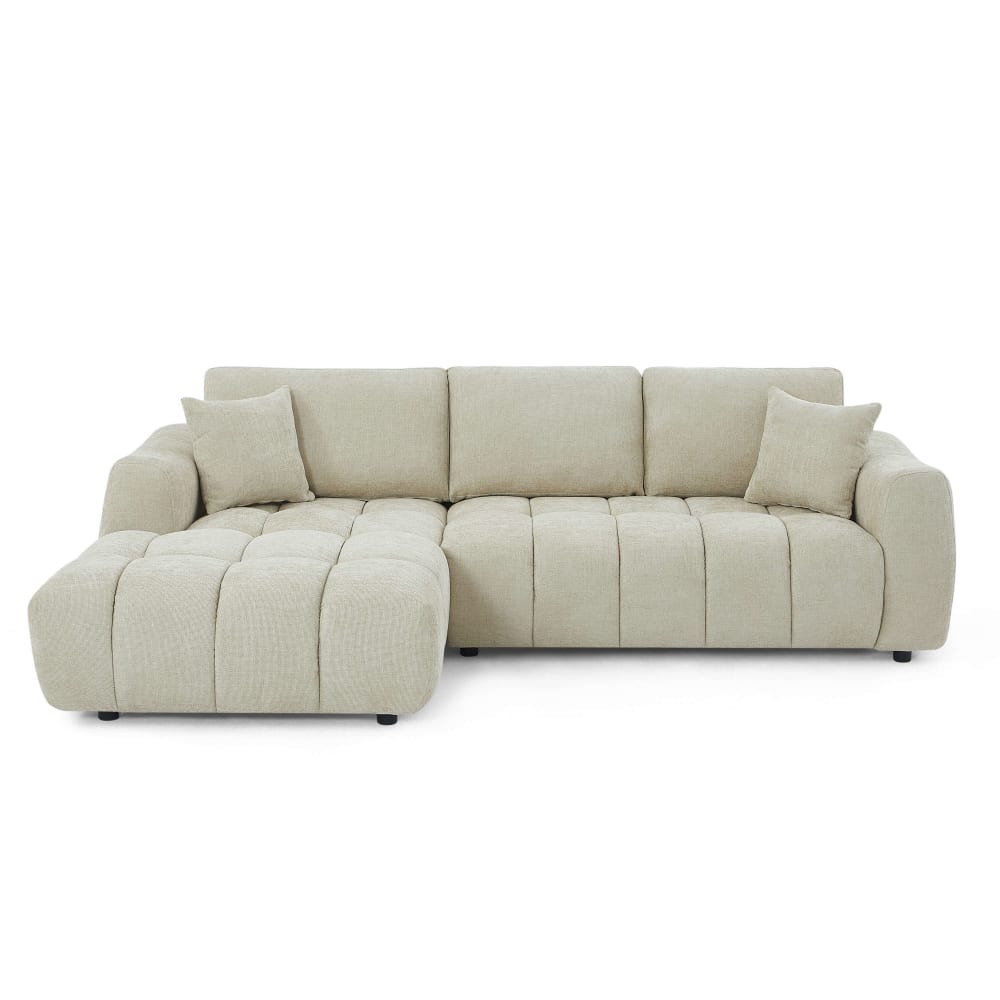Canapé d'angle en tissu chenille 4 places taupe
