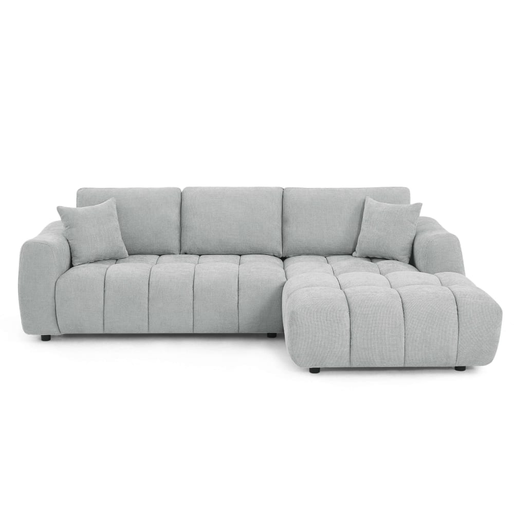 Canapé d'angle en tissu chenille 4 places gris