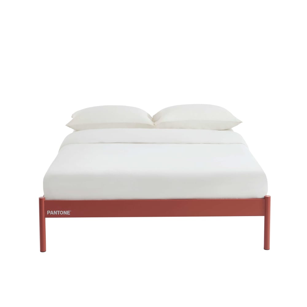 Lit 140x190 métal terracotta sommier inclus