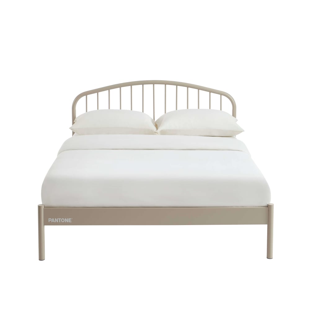 Lit 140x190 métal taupe sommier inclus