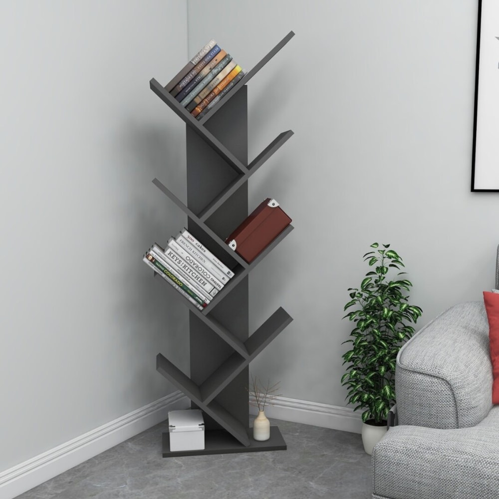 Etagère bibliothèque 8 tablettes h128,5 cm - gris anthracite