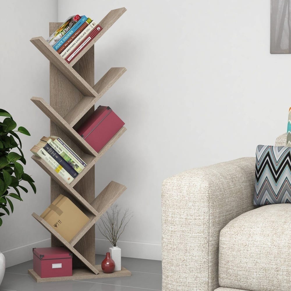 Bücherregal mit 8 Regalböden H128,5 cm - Nussbaumdekor - Maisons