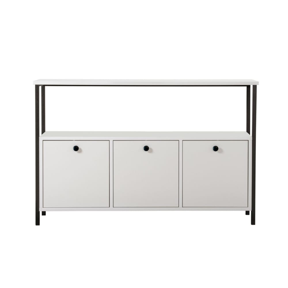 Buffet 3 portes L120 cm - Blanc et Noir