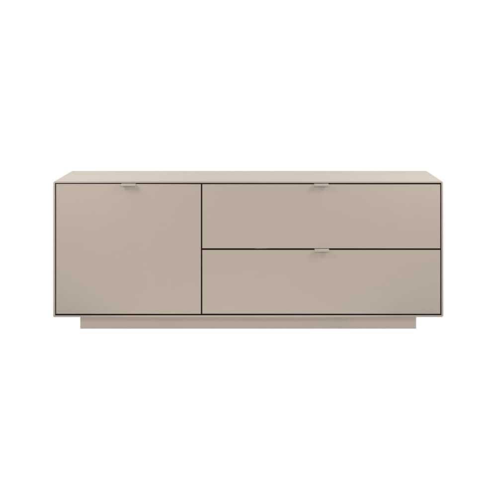 Meuble TV 1 porte, 2 abattants beige L160 cm
