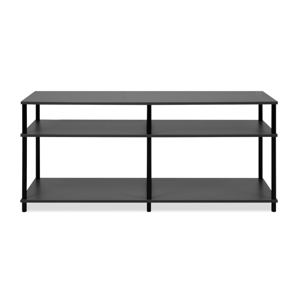 Meuble TV 4 niches ouvertes L140 cm - Gris et Noir