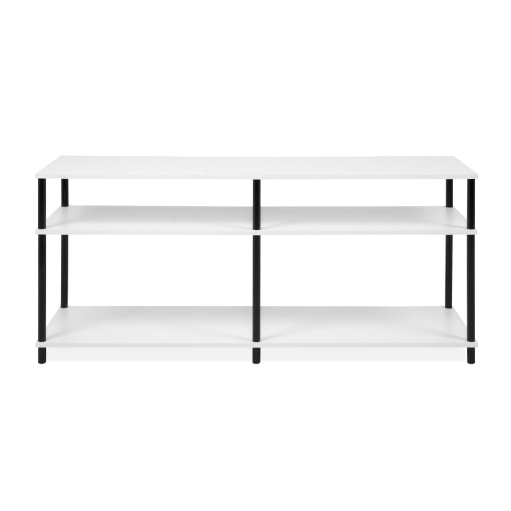 Meuble TV 4 niches ouvertes L140 cm - Blanc et Noir