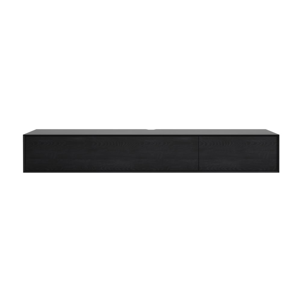Meuble TV 2 abattants L240 cm - Effet Bois noir