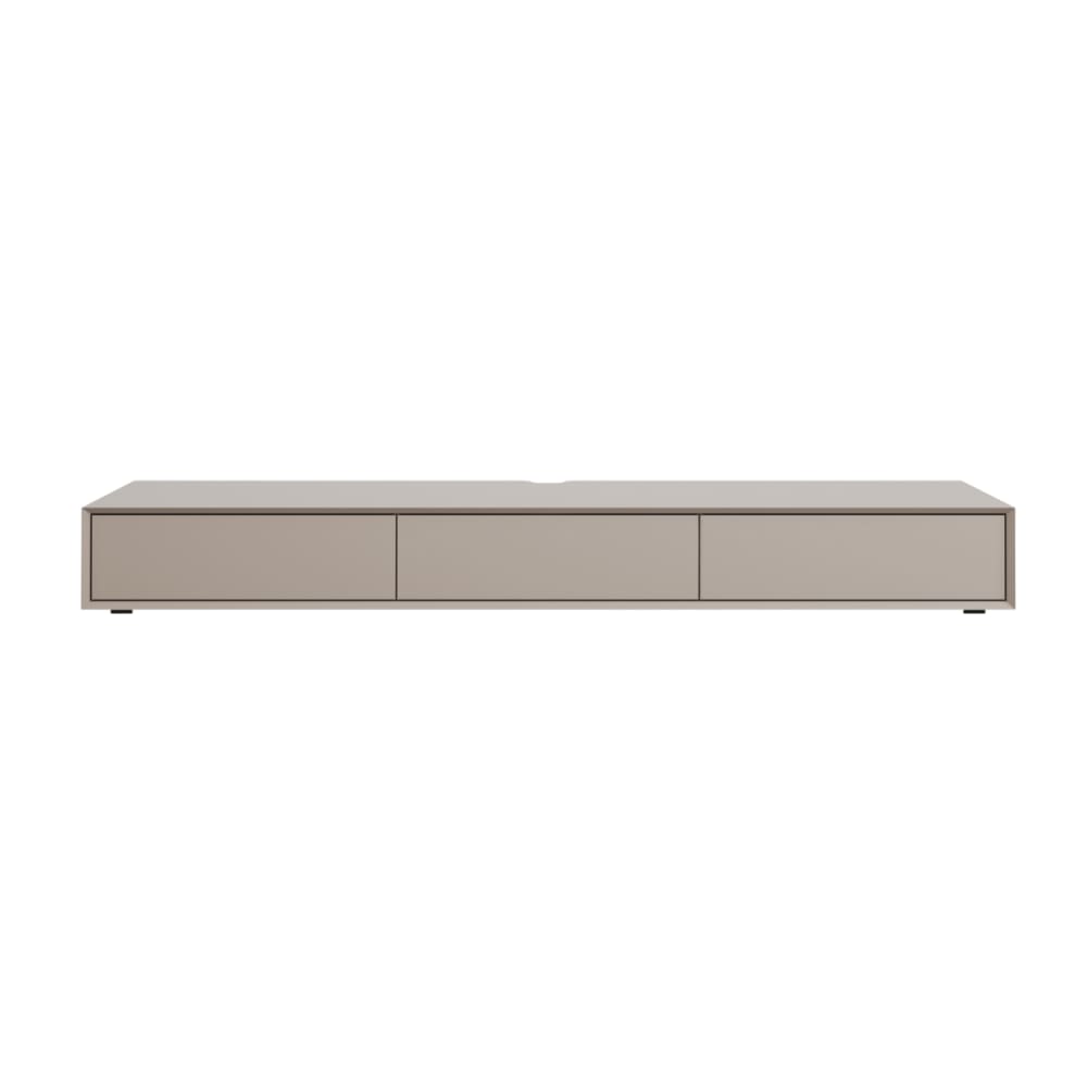 Meuble TV bas 2 abattants L200 cm - Beige
