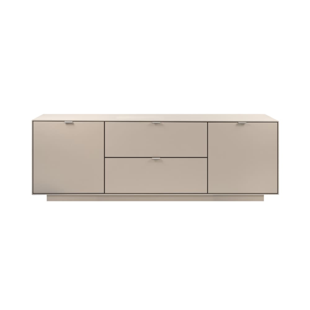 Meuble TV 2 portes, 2 abattants beige L185 cm