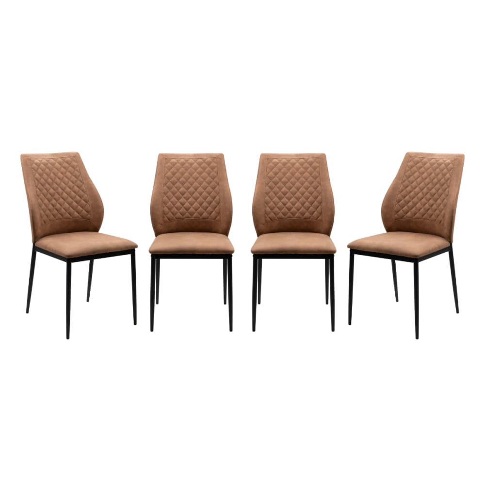 Lot de 4 chaises en tissu - cognac