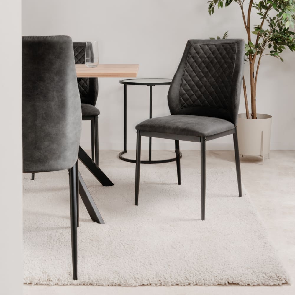Lot de 4 chaises en tissu h90 cm - gris foncé