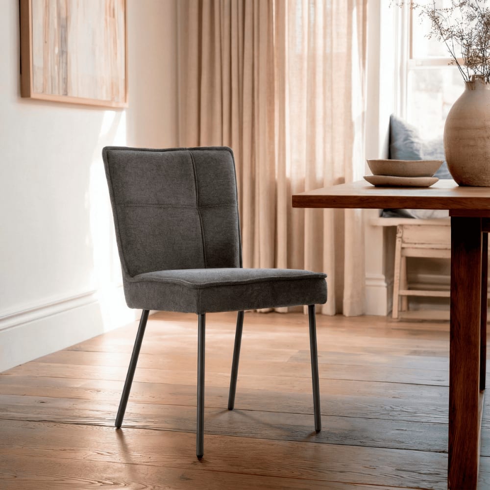 Lot de 2 chaises en tissu h84 cm - gris foncé