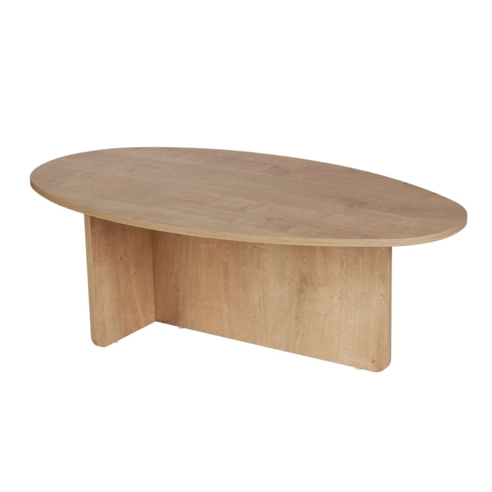 Table basse avec plateau ovale L125 cm - Effet Chêne