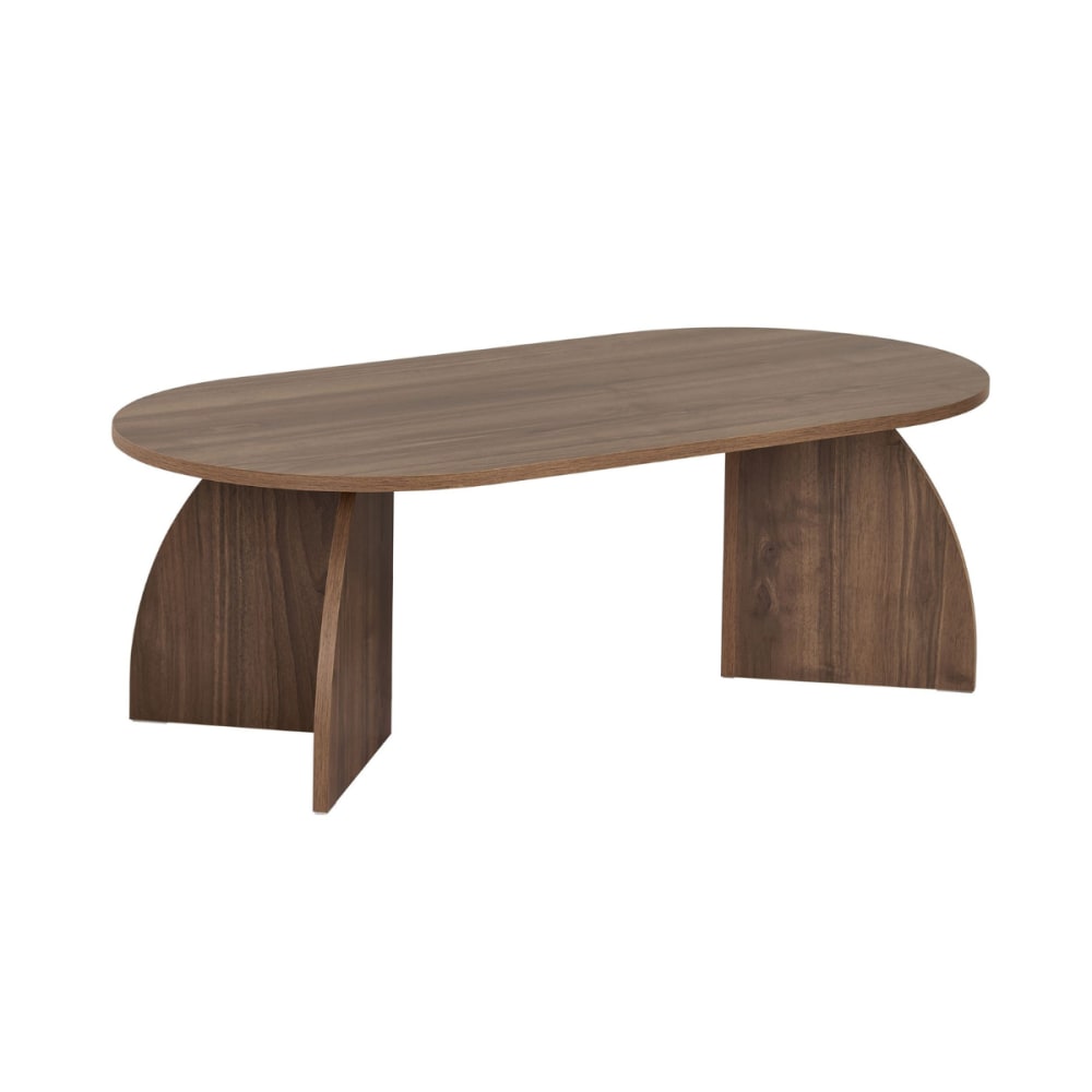 Calicosy Couchtisch mit geschwungenen Beinen L120 cm - Nussbaumdekor style modern Braun Spanplatte