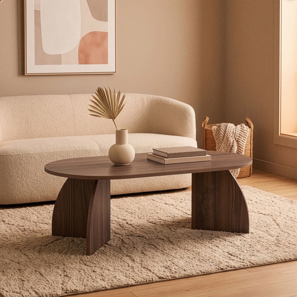 Couchtisch mit geschwungenen Beinen L120 cm - Nussbaumdekor -