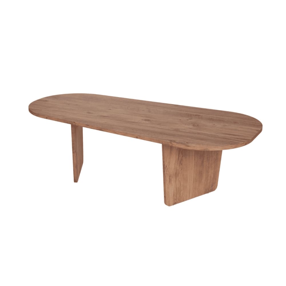 Table basse avec plateau arrondi L130 cm - Effet Pin Atlantique