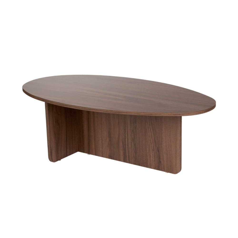 Table basse avec plateau ovale L125 cm - Effet Noyer