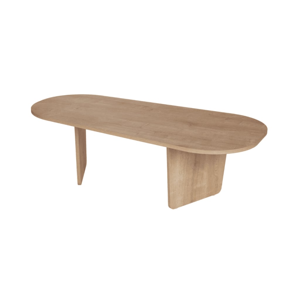 Table basse avec plateau arrondi L130 cm - Effet Chêne