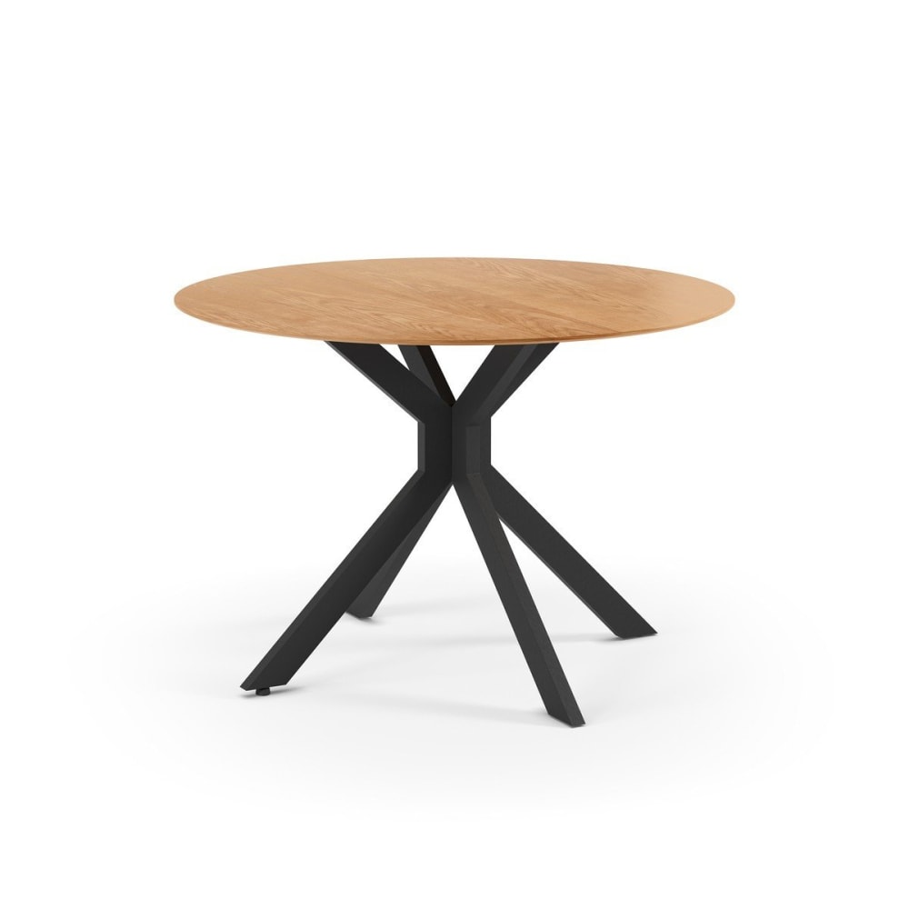 Table ronde pliante avec pieds en métal D110 cm - Effet Bois clair