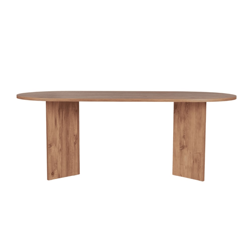 Table à manger avec plateau ovale L200 cm - Effet Pin Atlantique