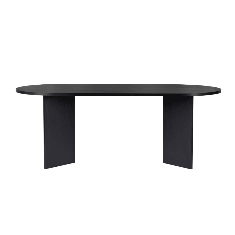 Table à manger avec plateau ovale L200 cm - Effet Bois noir