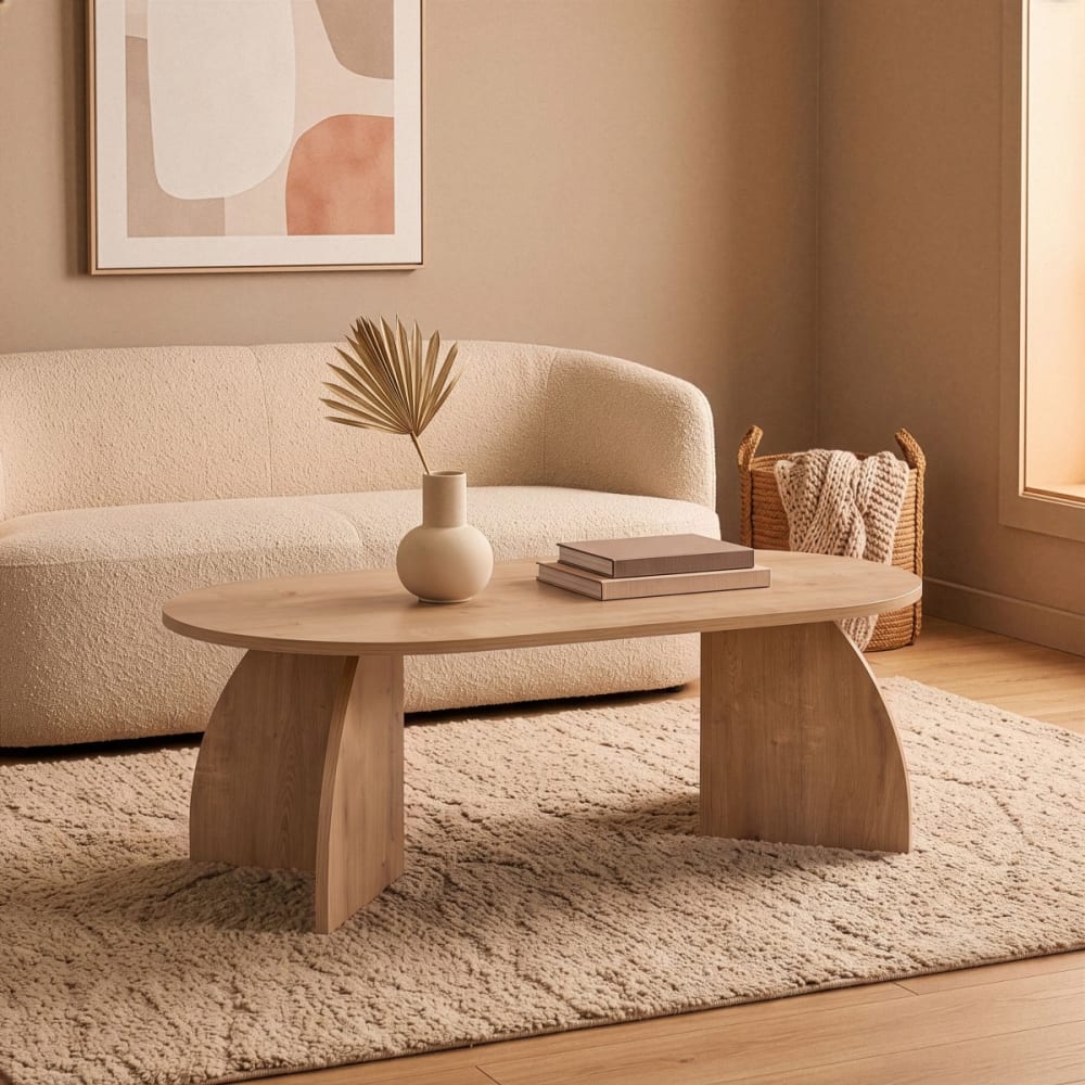Couchtisch mit geschwungenen Beinen L120 cm - Eichenoptik -