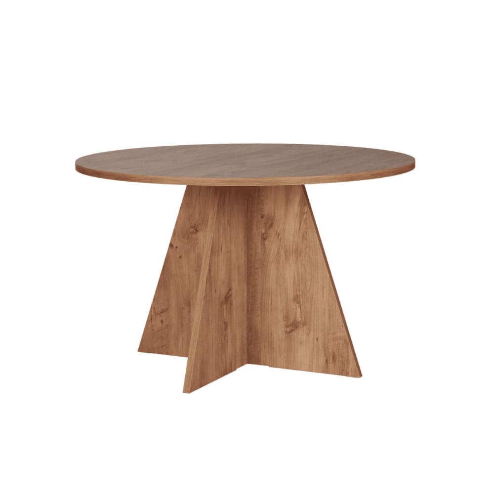 Table à manger avec plateau rond D120 cm - Effet Pin Atlantique