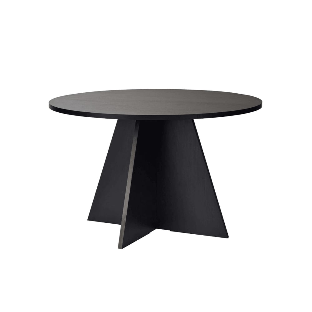 Table à manger avec plateau rond D120 cm - Effet Bois noir
