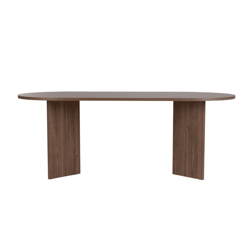 Table à manger avec plateau ovale L200 cm - Effet Noyer