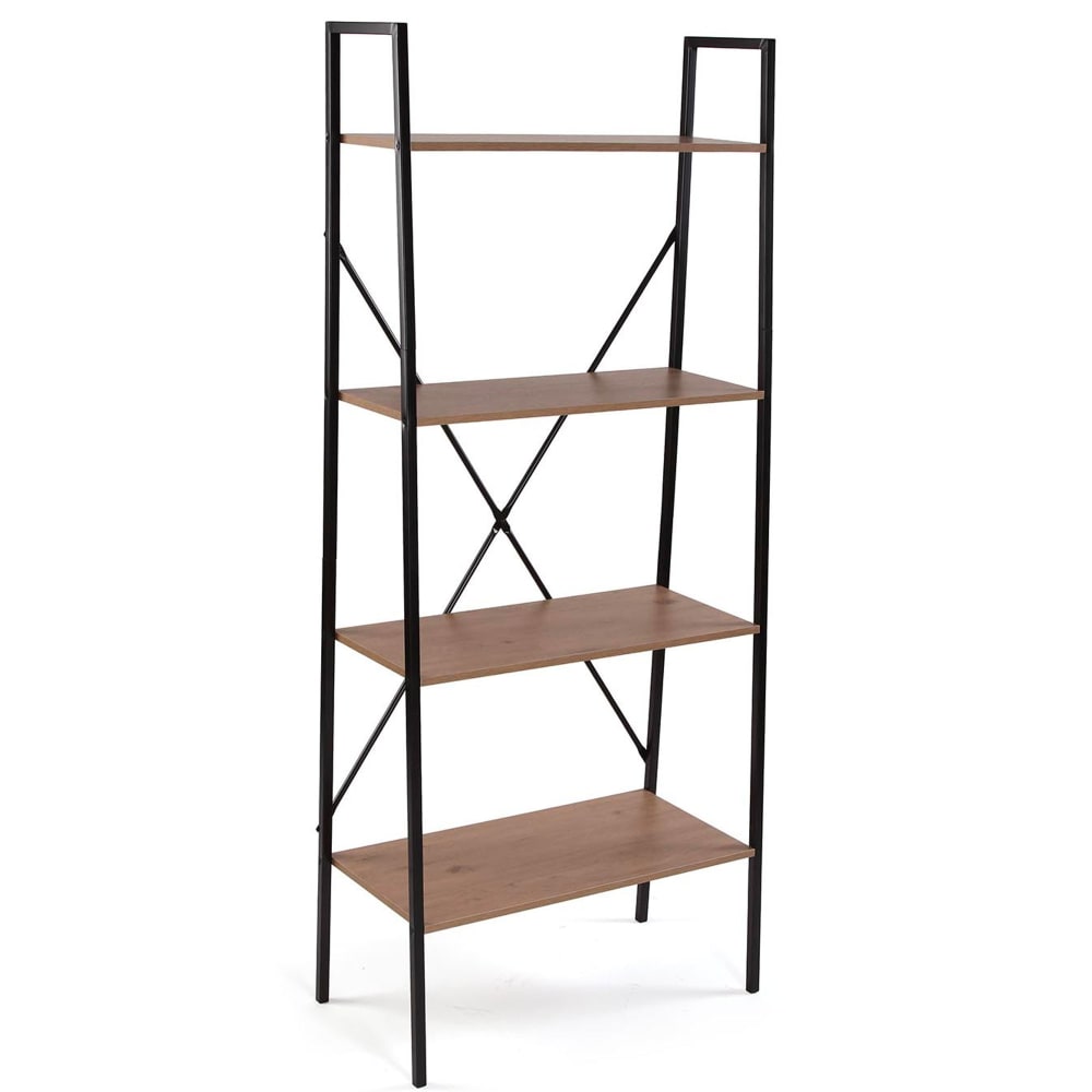 Étagère bois et métal noir 4 étages 63x32x148cm — Beyit