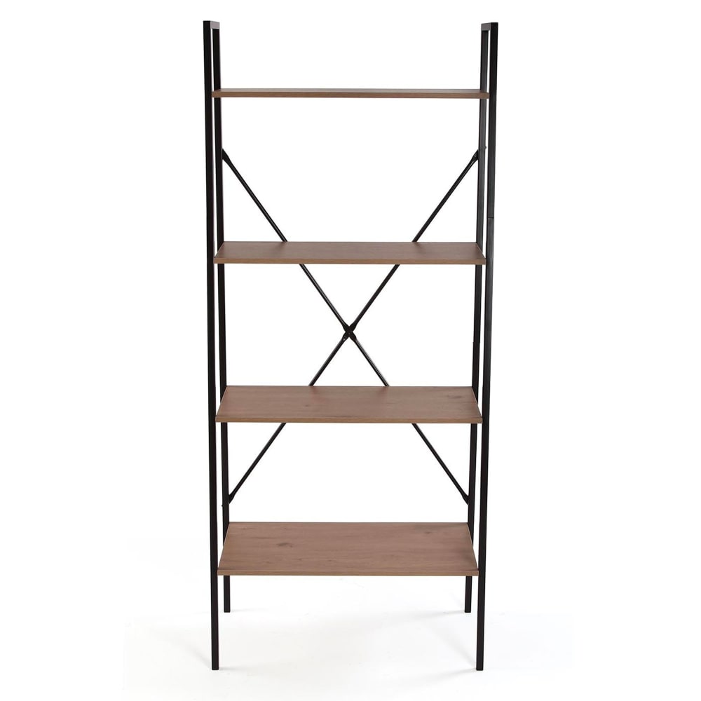 Étagère bois et métal noir 4 étages 63x32x148cm