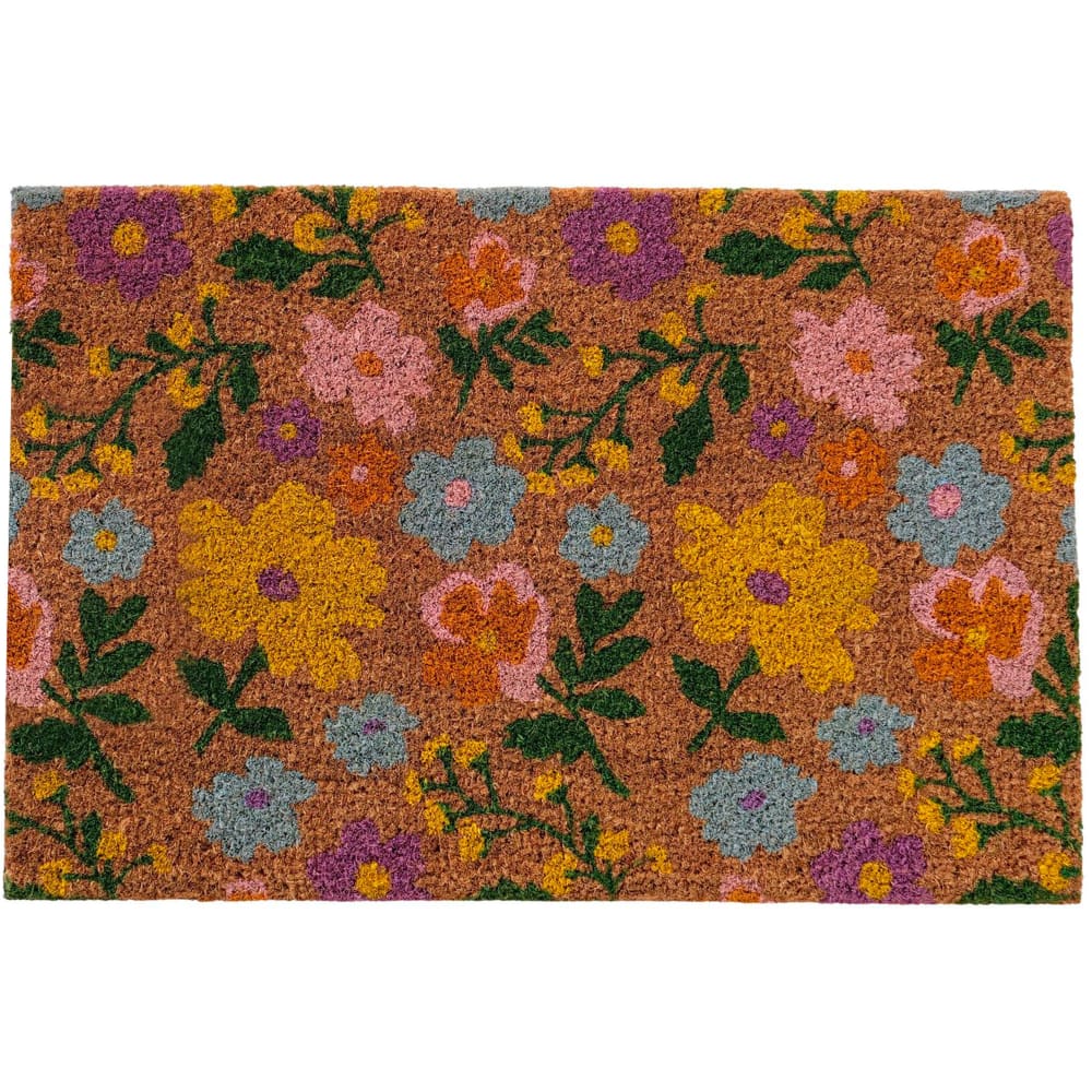 Paillasson coco multicolore fleurs 60x40x1.5cm